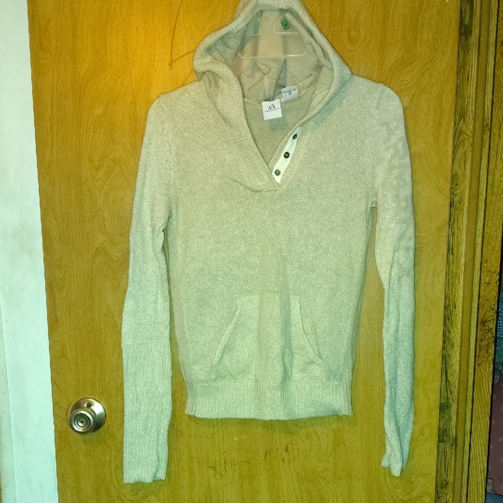 Armani Exchange Women's Cream Sweater with Hood